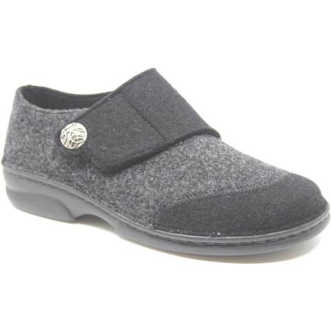 Berkemann, JARLA, 03558-025, Zwarte dames pantoffels met klittenband
