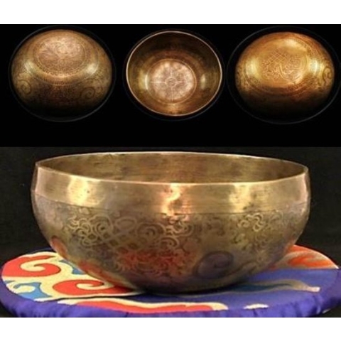 Klankschaal Tibet gegraveerd - 14 - 550-700 - Metaal - Brons - M
