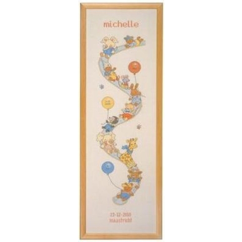 borduurpakket 35-2420 bobbi/happy friends, geboorte/groeimeter/meetlat