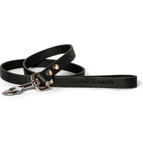 Cooper & Quint No Fuss - Hondenriem Leer - Zwart Slim