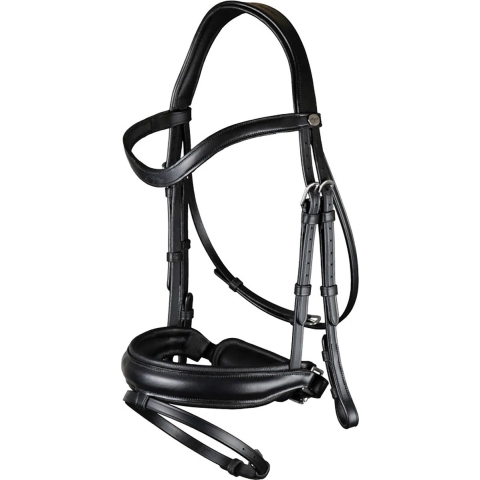 Dy'on Hoofdstel Working Collection Mat Large Crank With Flash Zwart - pony