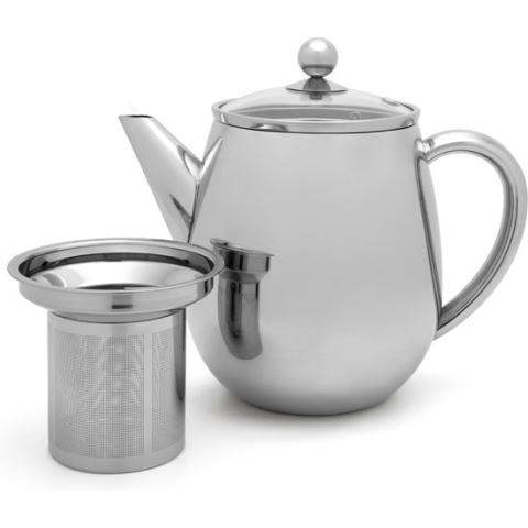 Bredemeijer - Theepot Duet Eva 1,1L met filter - Dubbelwandig glans RVS