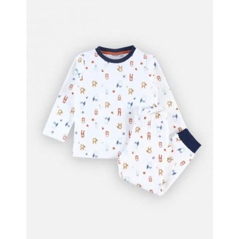 Noukie's - Pyjama - Jongens - Creme - Velour - Dieren  allo ver - 5 jaar 110