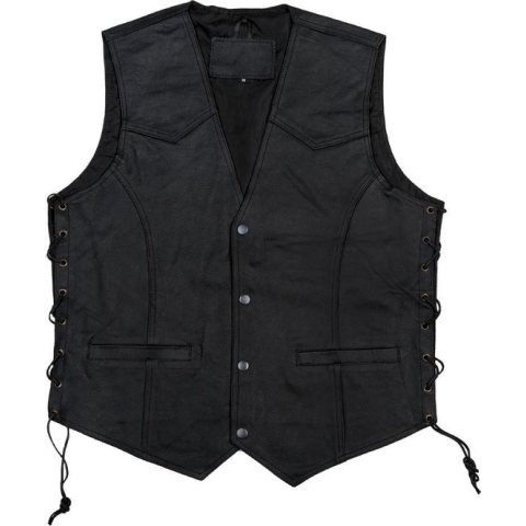 Biker vest leder zwart