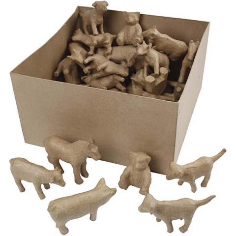 Doos met kleine dieren, h: 8-12 cm, 60 assorti