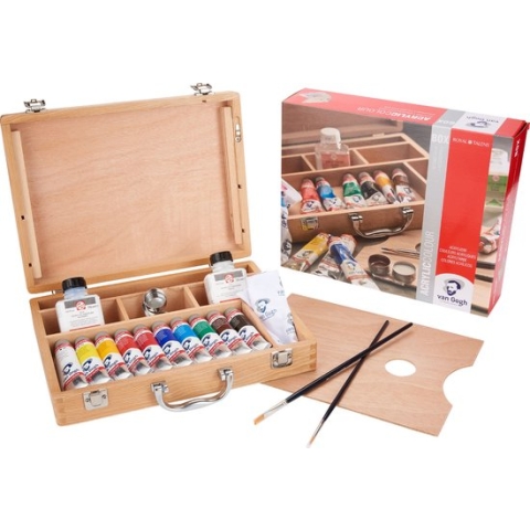 Van Gogh acrylverf kist 10 tubes 40ml met accessoires