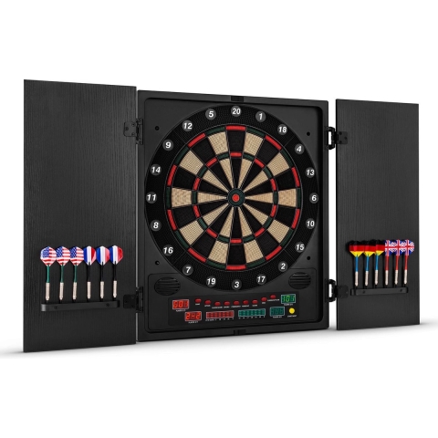 Dartmaster 180 dartbord dartautomaat softtip deuren zwart