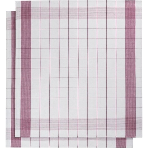 set van 6 keukenhanddoeken - De Witte Lietaer - kleur wit/fuchia