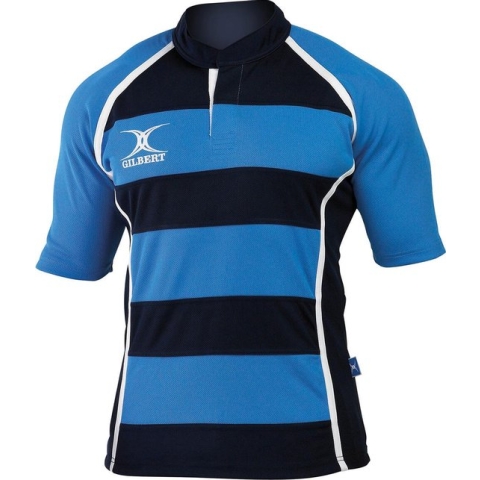 Gilbert Rugbyshirt Xact Ii Hoop Licht Blauw / Donker Blauw - XL