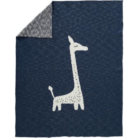 Fresk - Gebreide deken - Baby Deken - Giraf Indigo 80x100cm