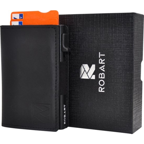 ROBART Wallet - Pasjeshouder - Pasjeshouder mannen - Pasjeshouder uitschuifbaar - Portemonnee Heren - Portemonnee Dames - Kaarthouder - Portefeuille - Portemonnee heren pasjes houder - Portefeuille dames - Creditcardhouder - RFID Beveiligd