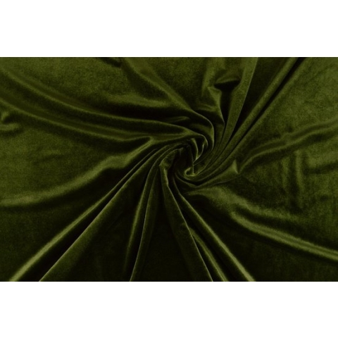 35 meter stretch fluweel - Mosgroen - 93% polyester - 7% elastaan