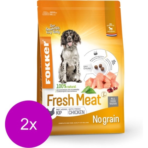 2x13 kg Fokker premium + fresh meat hondenvoer