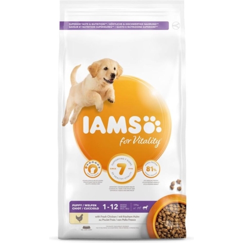 3x Iams Dog Puppy - Junior Large Kip 3 kg
