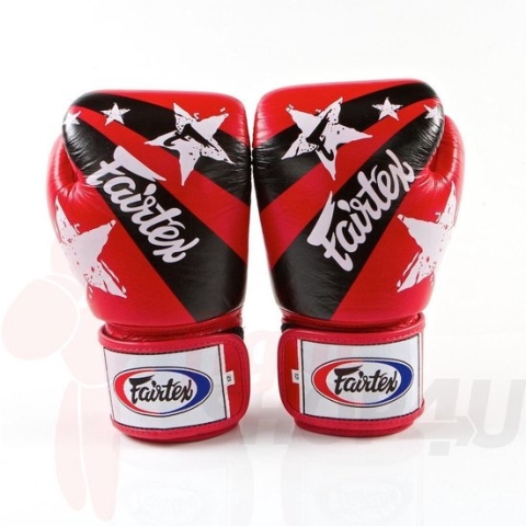 Fairtex (kick)bokshandschoenen Nation Print Rood 16oz