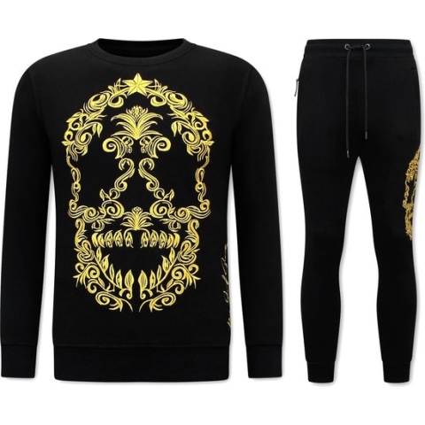 Exclusieve Joggingpak Heren - Skull Embroidery - Zwart