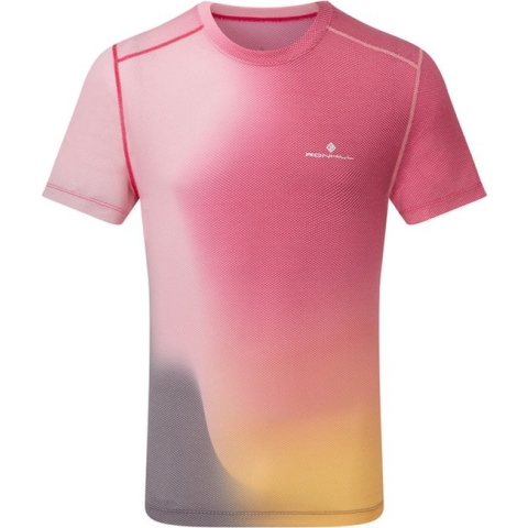 Ronhill Tech Golden Hour Tee Heren - sportshirts - rood/bruin - Mannen