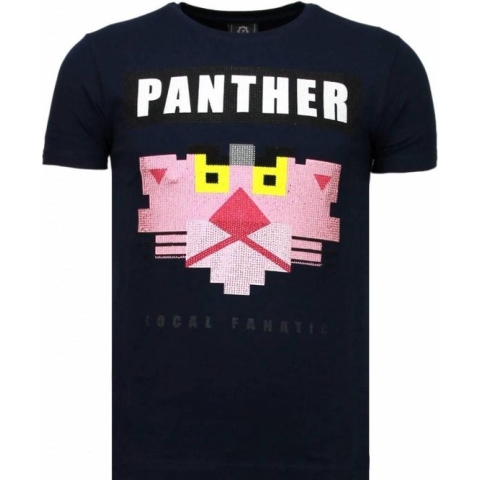 Panther For A Cougar - Rhinestone T-shirt - Blauw