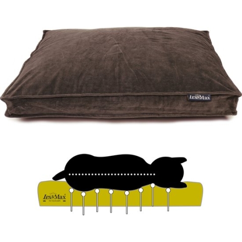 Lex & Max Royal Velvet - Orthopedisch - Hondenkussen - Boxbed - 120x80cm - Bruin
