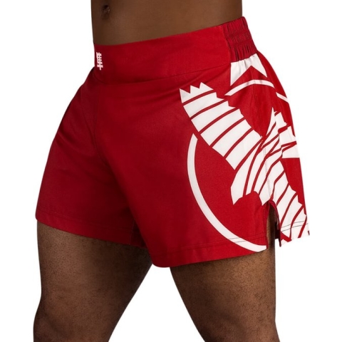 Hayabusa Icon Kickboxing Shorts - rood / wit - maat XXL