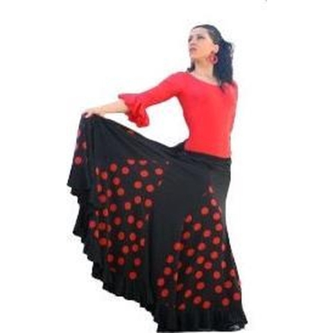 Spaanse flamenco rok dames zwart rood Maat L