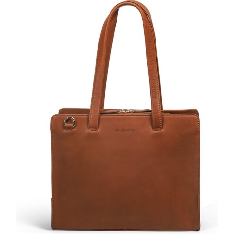 Plevier Pharos schoudertas 15.6 inch cognac.