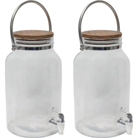 Svenska living Limonade/drankdispenser - 2x - 6L - glas - 18 x 21 x 31 cm