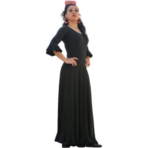 Spaanse Flamenco rok - zwart - maat M - lengte 95cm -