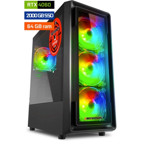 ScreenON - Game Computer / Gaming PC - Ryzen 7 - 2TB M.2 SSD - 64GB RAM - RTX 4060 - Game PC TX46281 - Windows 11
