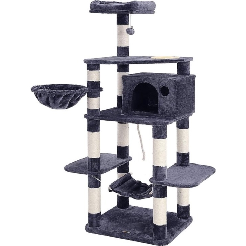 FurnStar kattenboom - Krabpaal - Donker Grijs - 90x92x174cm