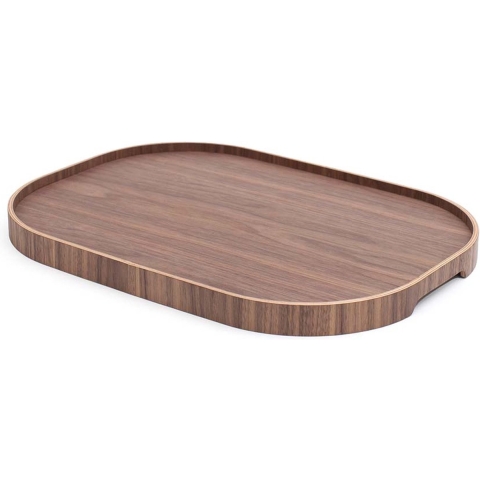 Bosign - CurveLine -Dienblad - Walnoothout - Anti-slip - Large - 47 x 34 x 3 cm