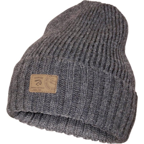 Ivanhoe rib gebreide muts van wol Ipsum Grey - One Size - Grijs