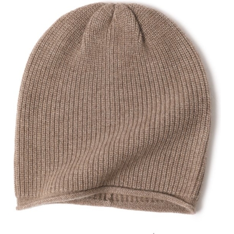 Hommard Cashmere Rib Stitch Beanie, heren, dames, unisex, Camel