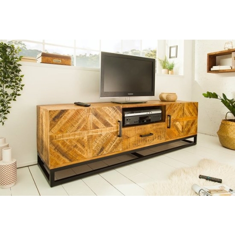 Massive TV-Board 160 cm Mango Wood industrieel ontwerp