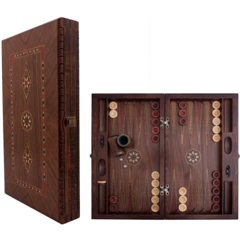 Backgammon - Tavla - Handgemaakt - Hout - Luxe uitgave - 52 x 30 x 7 cm