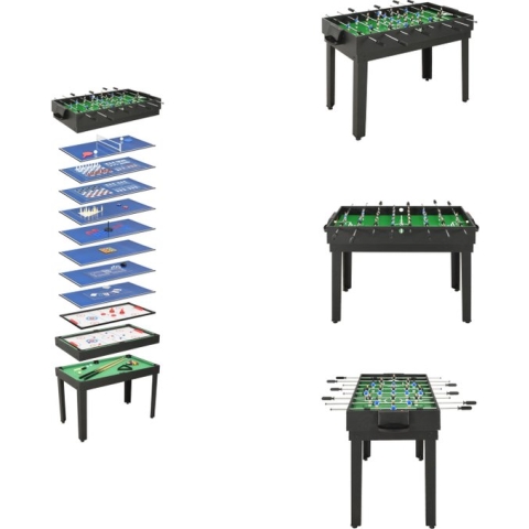 vidaXL Multispeeltafel - 15-in-1 - Zwart - 121 x 61 x 82 cm - Inclusief spellen - Multispeltafel