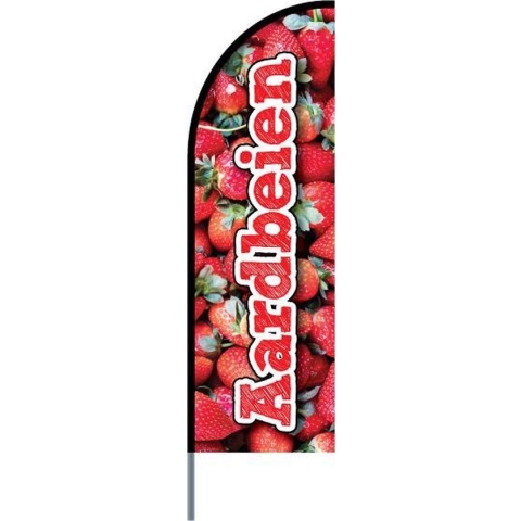 Beachflag -  Aardbeien - Beachflag inclusief mast - Horecavlaggen.nl