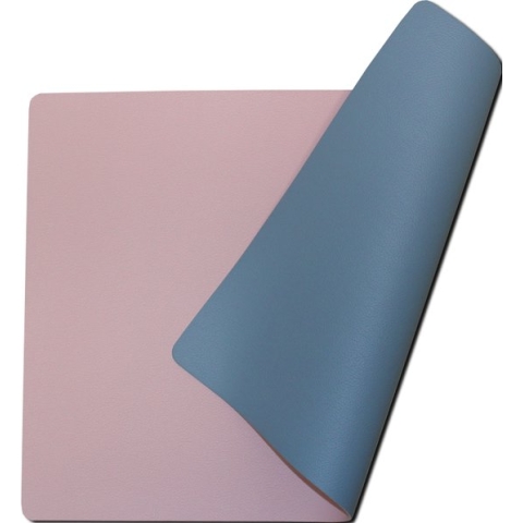 Wicotex - Placemats - Placemat Kunstleer Roze - Lichtblauw Moon - Dubbelzijdig 12 stuks