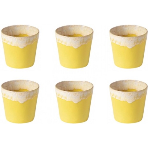 Costa Nova - servies - lungo kop - Grespresso Geel - aardewerk - set van 6 - H 7,5 cm