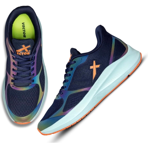 Vector X Reflector Hardloop-/Joggingschoen voor Heren en Jongens (Navy, Maat: EU 42, VK 8, VS 9) Materiaal: Ethyleen Vinyl Acetaat | Vetersluiting | Lichtgewicht