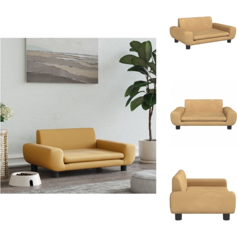 vidaXL Hondenbed - Fluweel - 70 x 45 x 33 cm - Bruin - Dierenkussen
