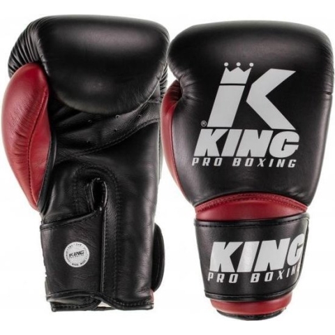 King Star 10 Bokshandschoenen - Leer - Zwart / Rood - 14 oz.