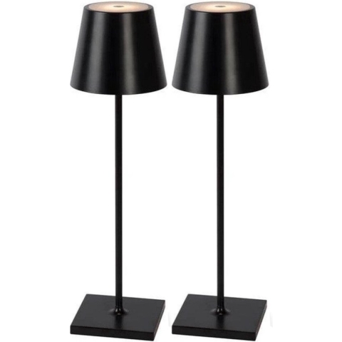 2 Stuks - Oplaadbare Tafellamp - Dimbaar - Aluminium - Bureaulamp - Waterdicht - 38CM - Zwart