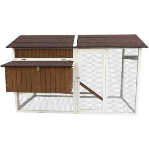 Kippenhok - Chicken Coop Barn - 210 x 112 x 133 cm - Bruin/Wit