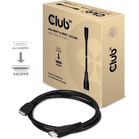 club3D CAC-1350 HDMI-kabel HDMI Aansluitkabel HDMI-mini-C-stekker, HDMI-A-stekker 1.00 m Zwart