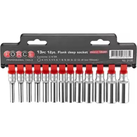 1/4" Doppenset lang 12-kant 13 delig