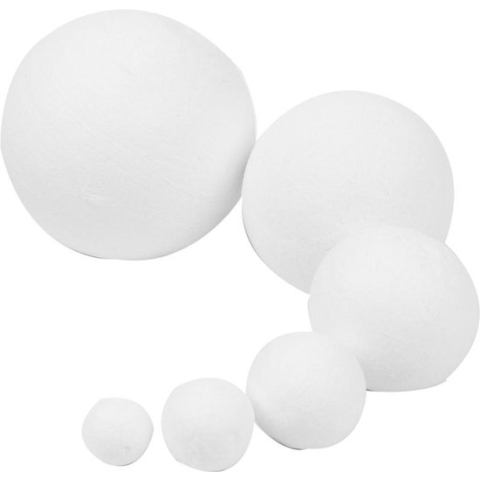 Ballen, d: 12+15+20+30+40+50 mm, 240 stuks, wit