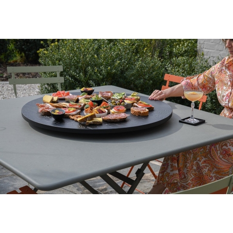 COOKX - Eiken draaiplateau XL - Houten Serveerplank - Matzwart - 75 cm