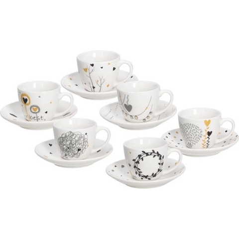 Tognana - Espresso kop en schotel "Love set" - 80ml - set van 6