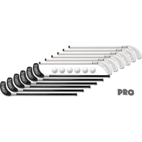 Floorballset Unihoc Pro 80cm 12 Sticks + 6 Ballen